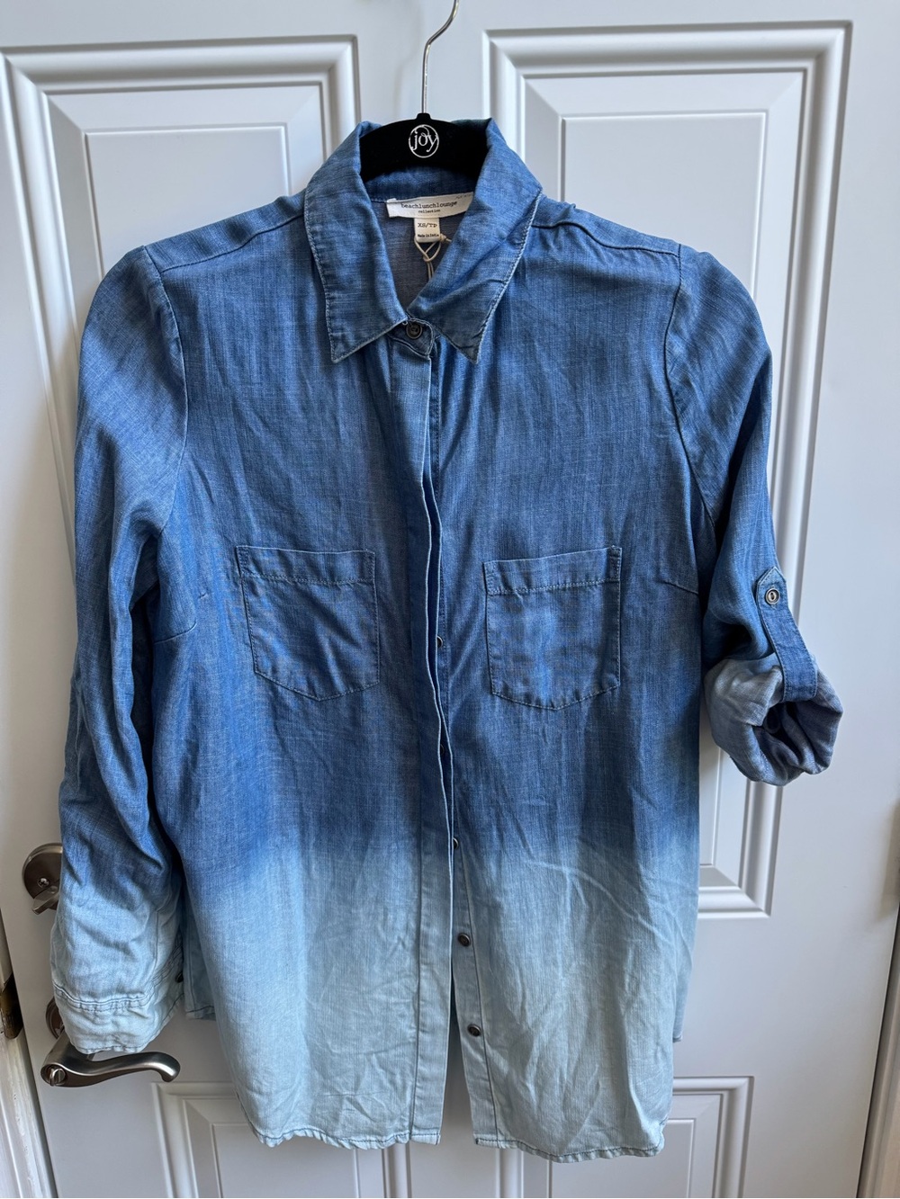Beach Lunch Lounge Dip-Dye Chambray Button-Up Shirt in Blue Ombre